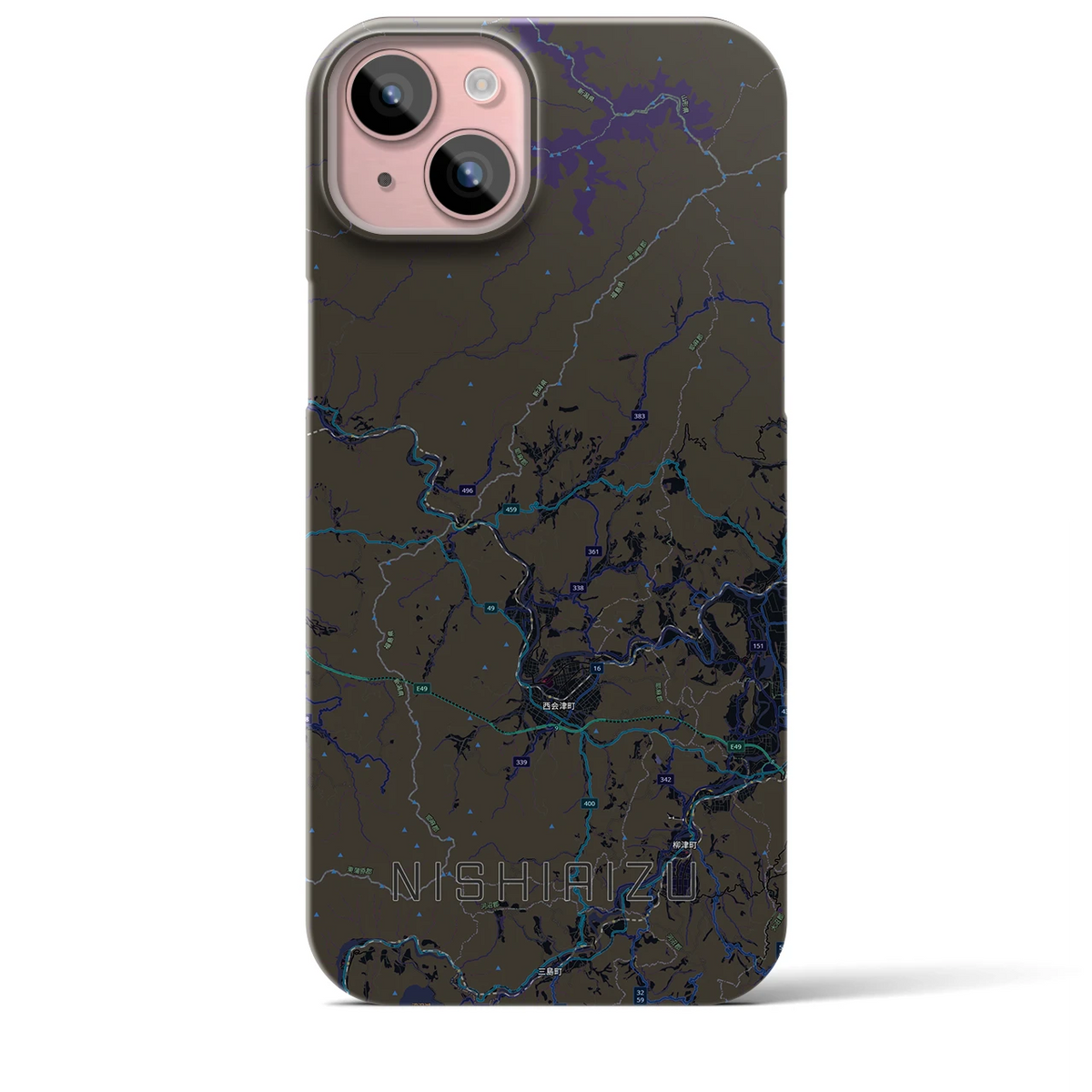 【西会津（福島県）】地図柄iPhoneケース（バックカバータイプ）