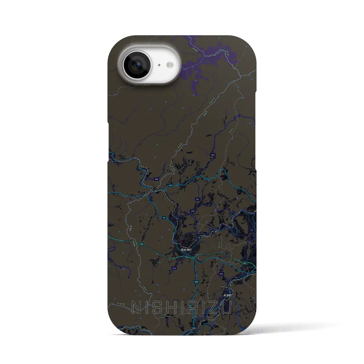 【西会津（福島県）】地図柄iPhoneケース（バックカバータイプ）