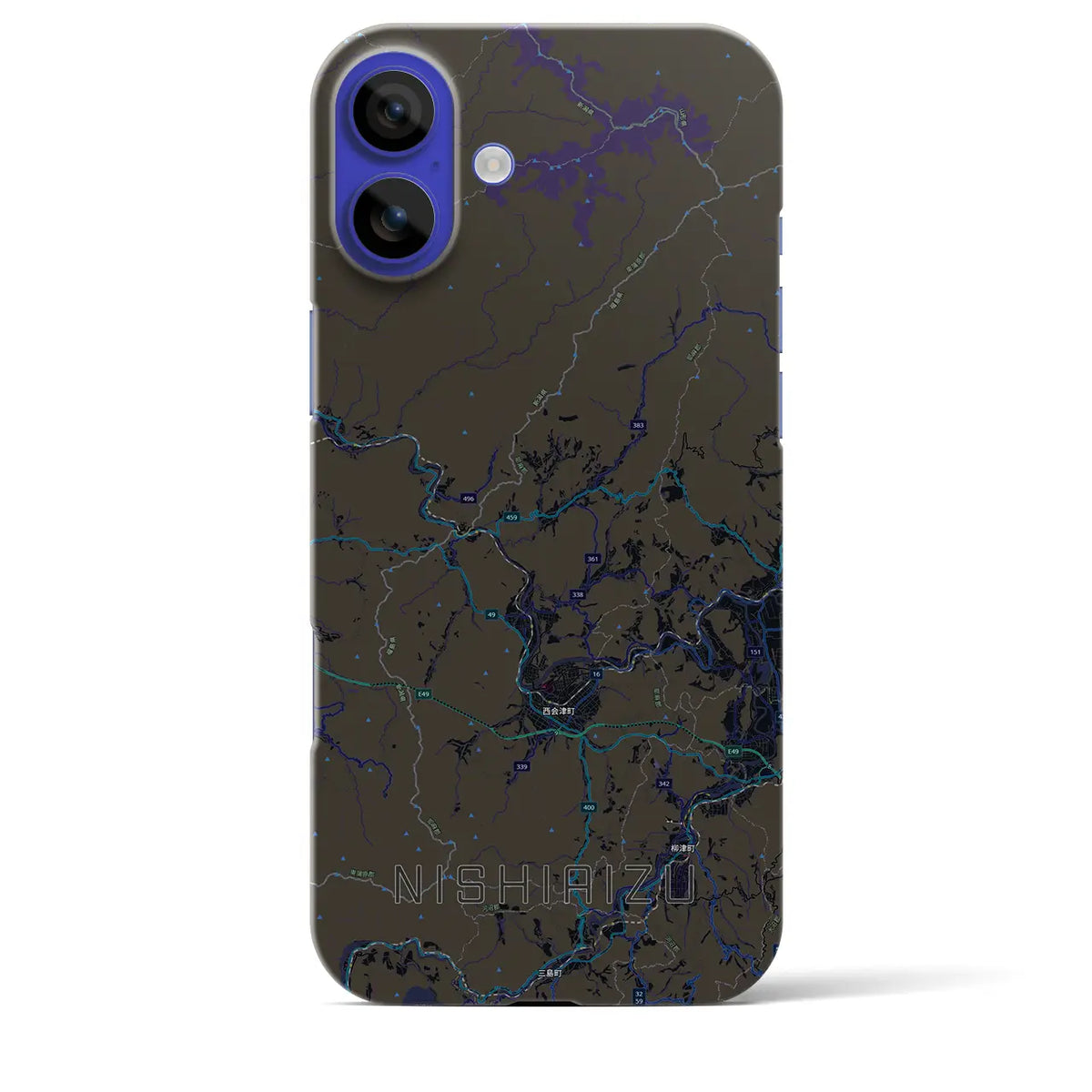 【西会津（福島県）】地図柄iPhoneケース（バックカバータイプ）