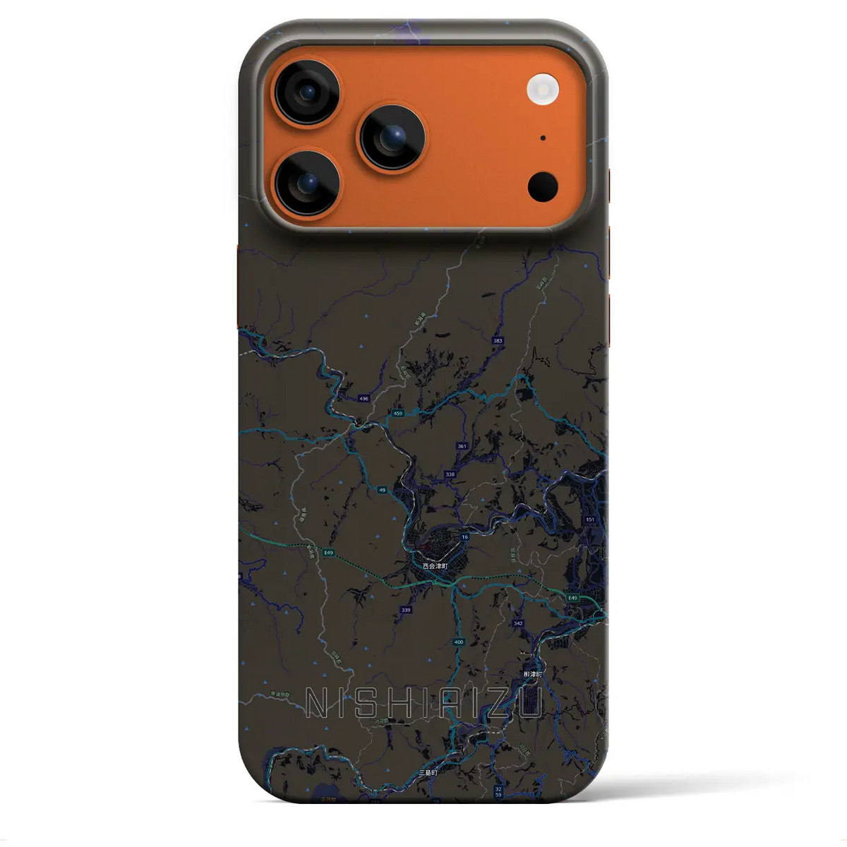 【西会津（福島県）】地図柄iPhoneケース（バックカバータイプ）