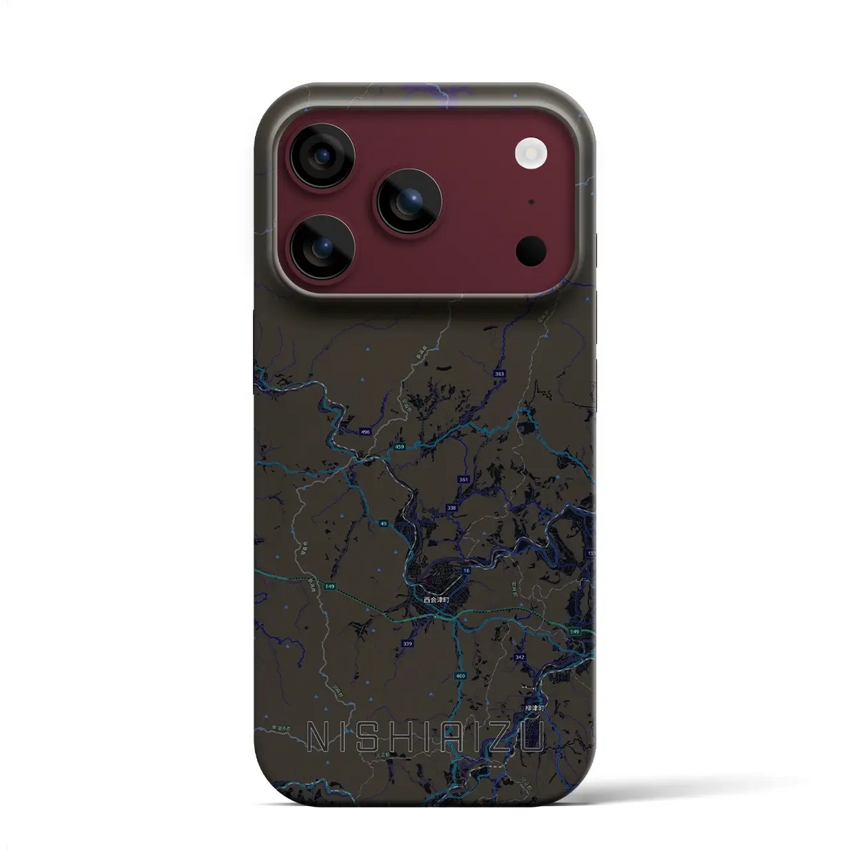 【西会津（福島県）】地図柄iPhoneケース（バックカバータイプ）