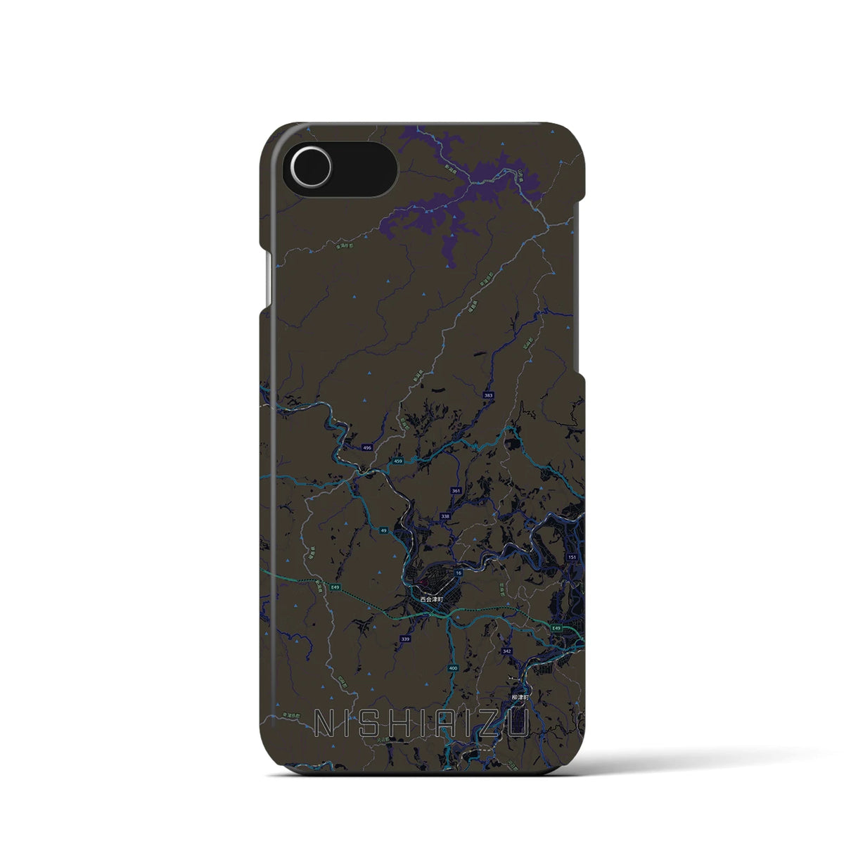 【西会津（福島県）】地図柄iPhoneケース（バックカバータイプ）
