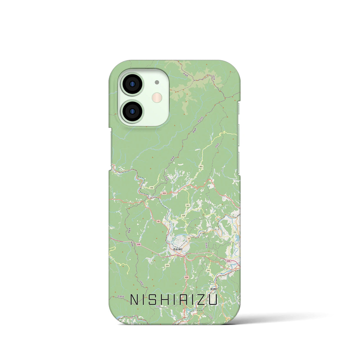 【西会津（福島県）】地図柄iPhoneケース（バックカバータイプ）