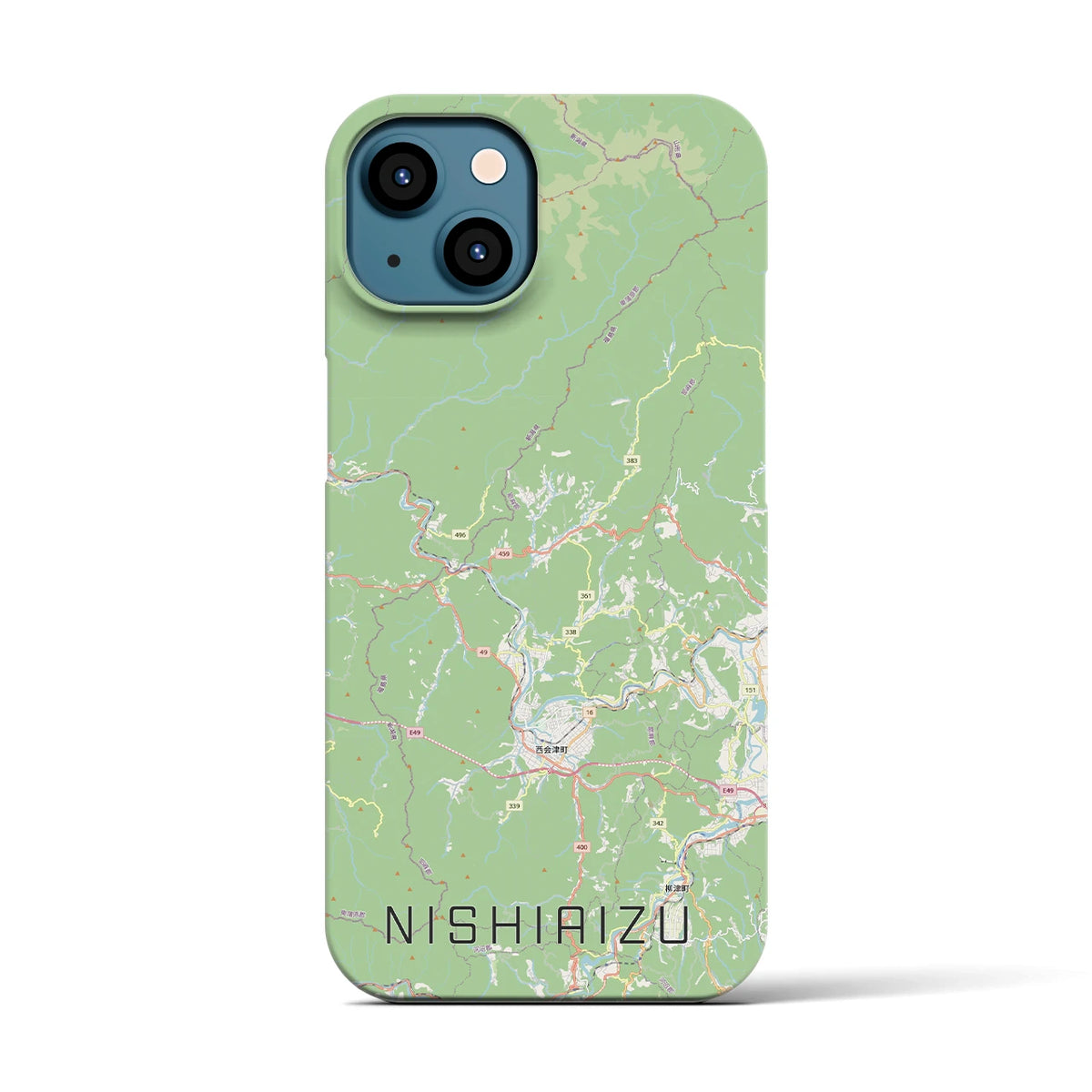【西会津（福島県）】地図柄iPhoneケース（バックカバータイプ）