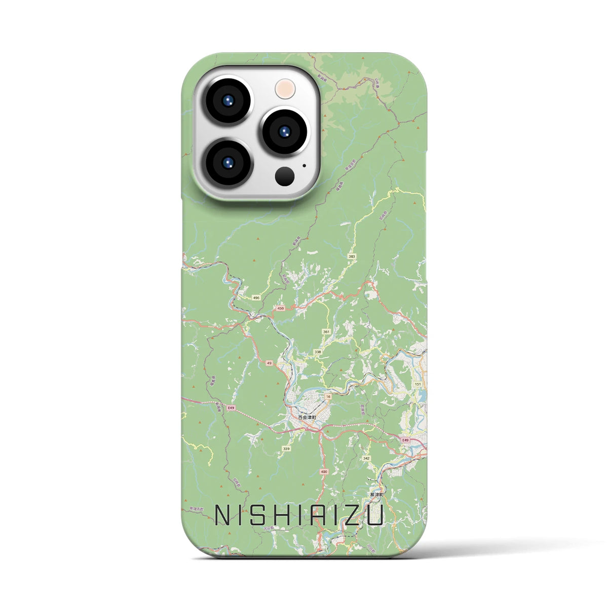 【西会津（福島県）】地図柄iPhoneケース（バックカバータイプ）