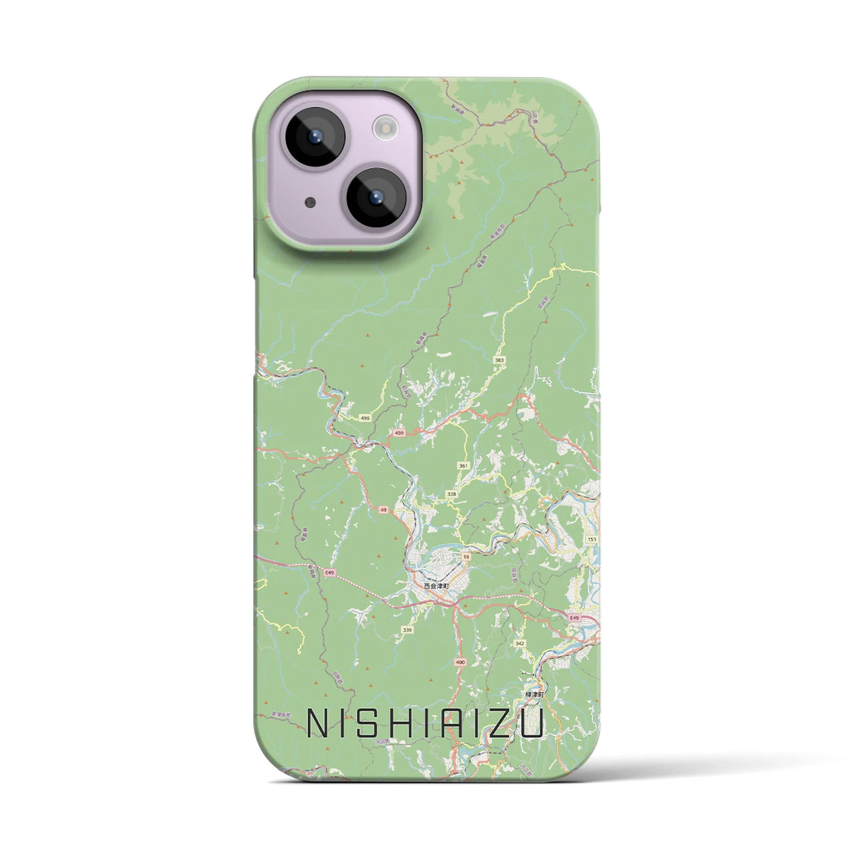 【西会津（福島県）】地図柄iPhoneケース（バックカバータイプ）