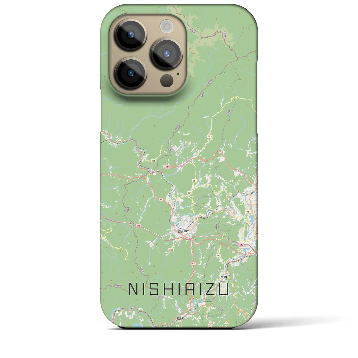 【西会津（福島県）】地図柄iPhoneケース（バックカバータイプ）
