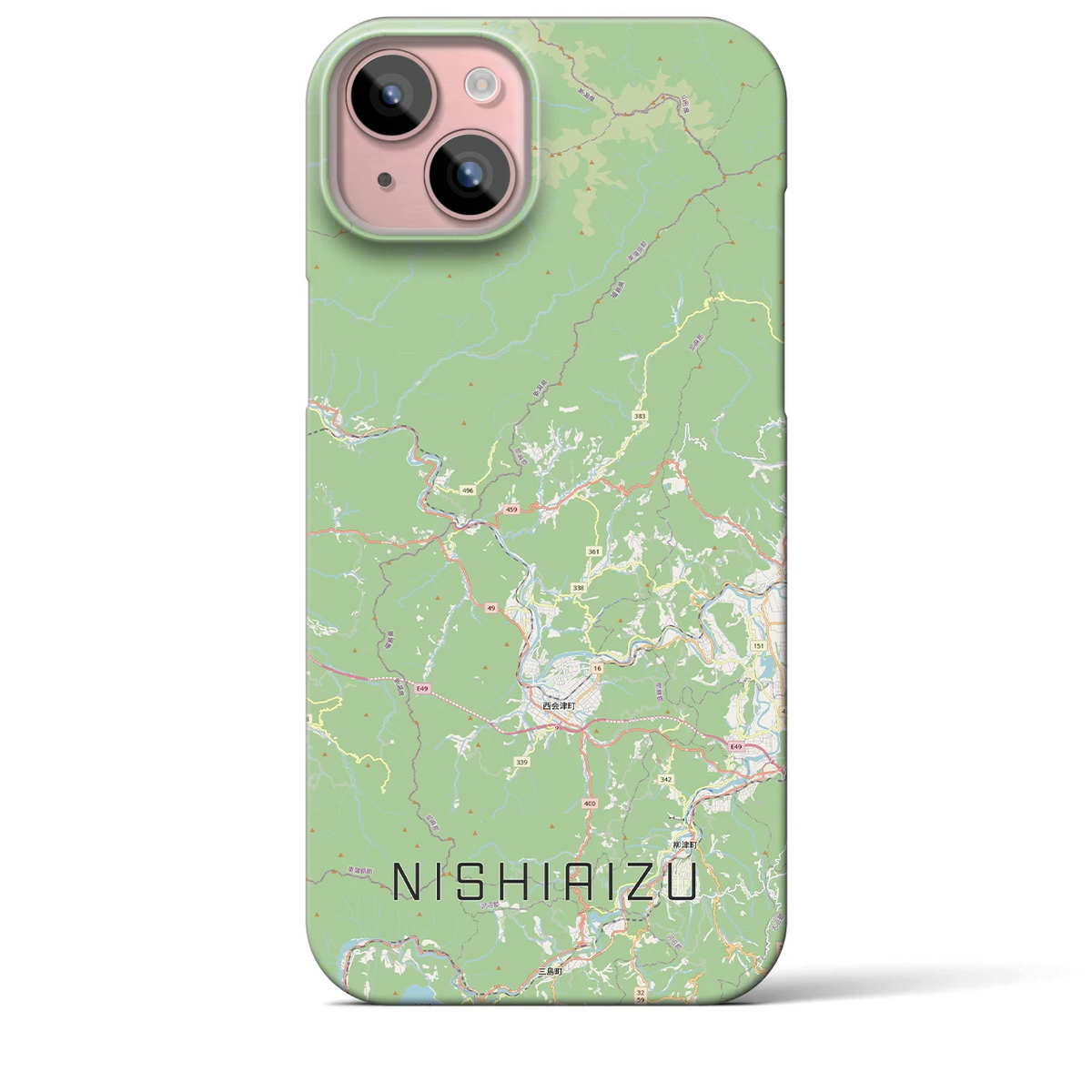 【西会津（福島県）】地図柄iPhoneケース（バックカバータイプ）
