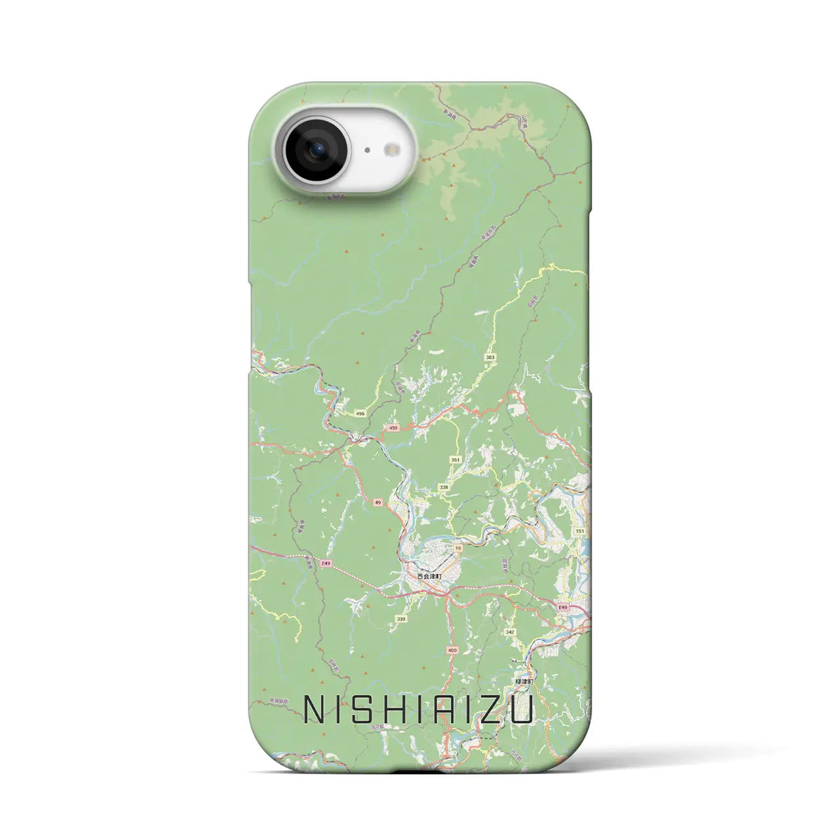 【西会津（福島県）】地図柄iPhoneケース（バックカバータイプ）