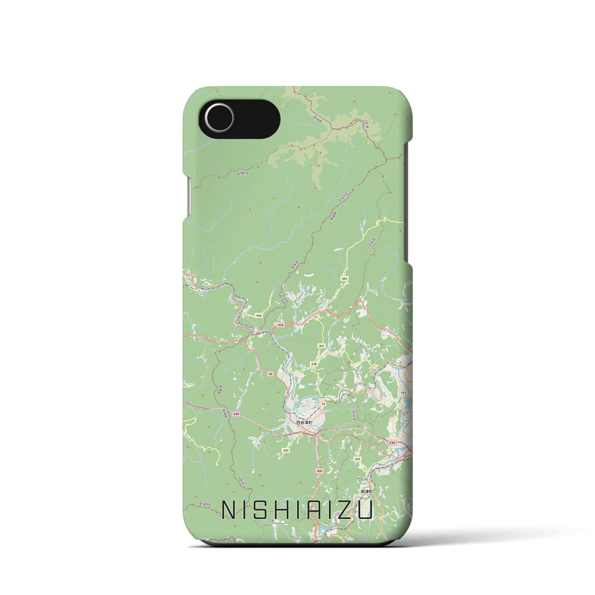 【西会津（福島県）】地図柄iPhoneケース（バックカバータイプ）