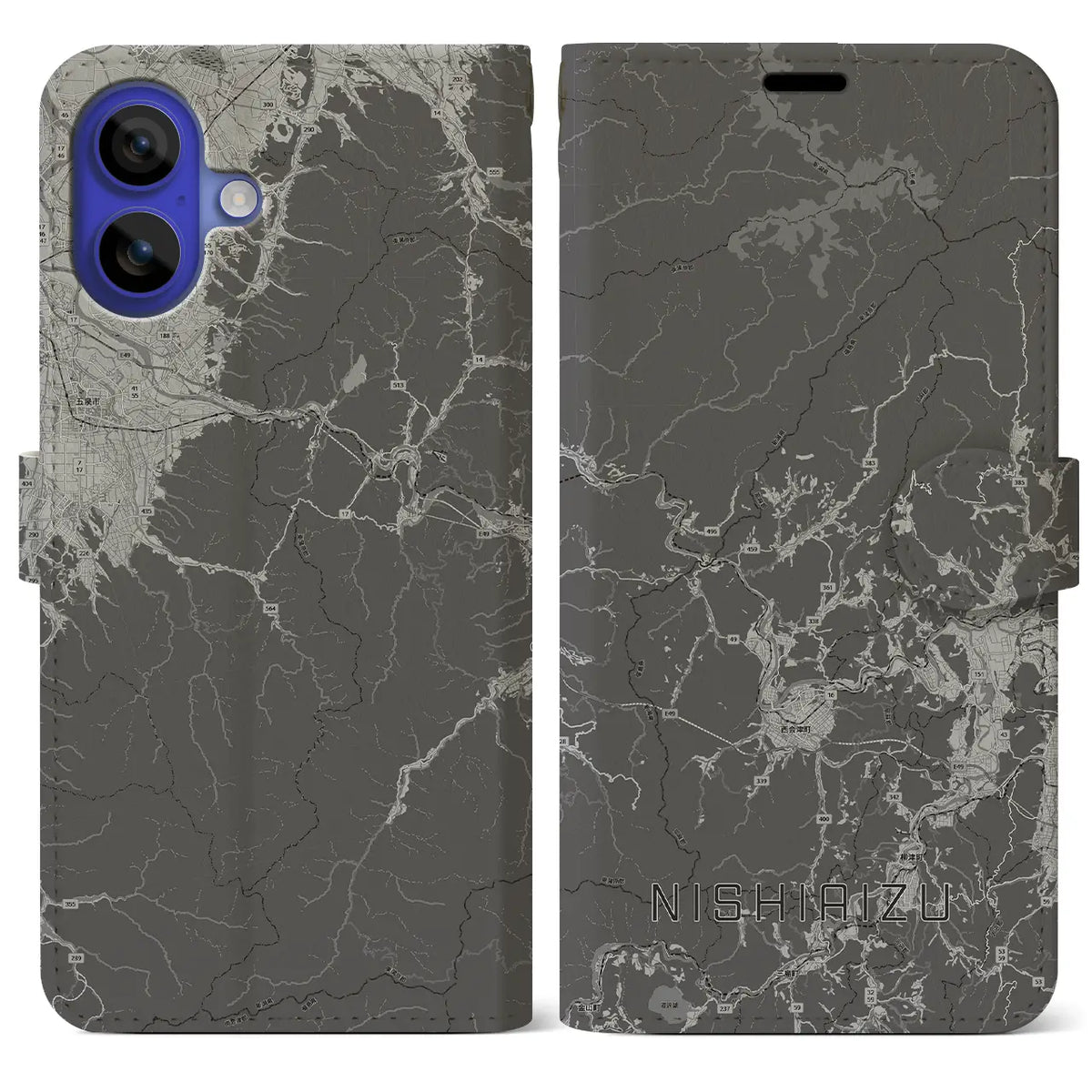 【西会津（福島県）】地図柄iPhoneケース（手帳タイプ）