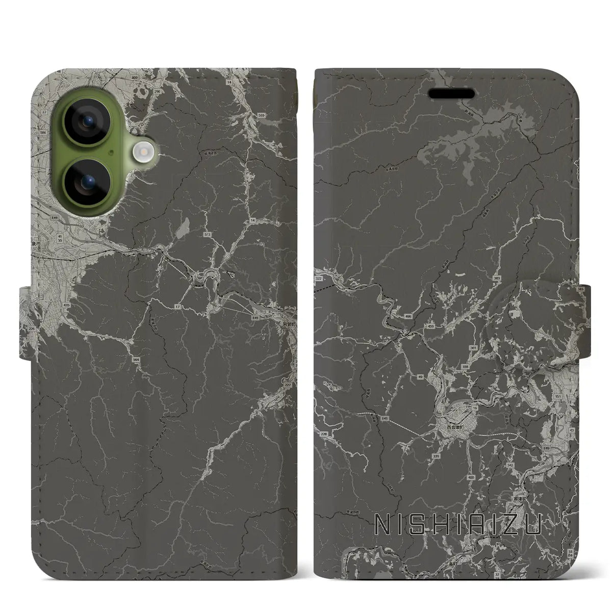 【西会津（福島県）】地図柄iPhoneケース（手帳タイプ）