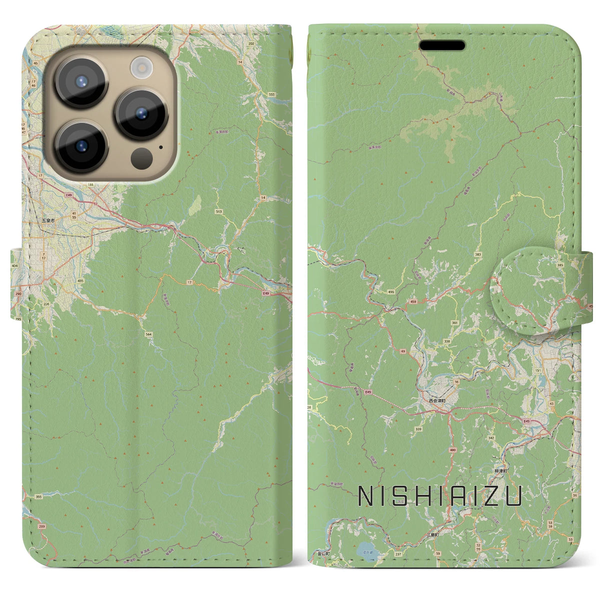 【西会津（福島県）】地図柄iPhoneケース（手帳タイプ）
