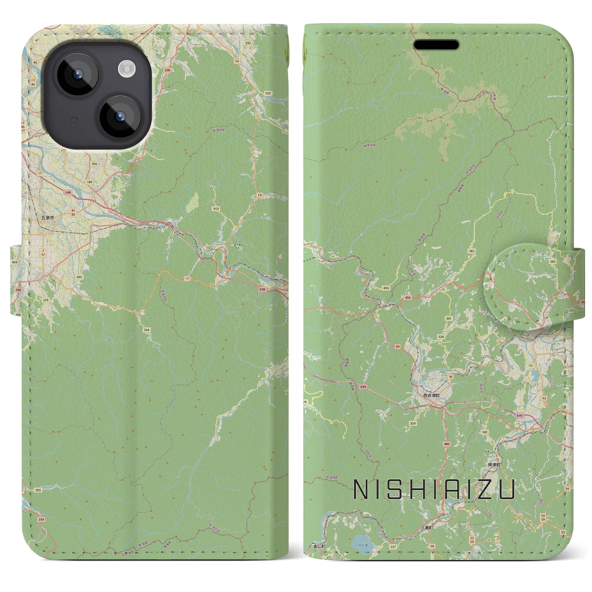 【西会津（福島県）】地図柄iPhoneケース（手帳タイプ）