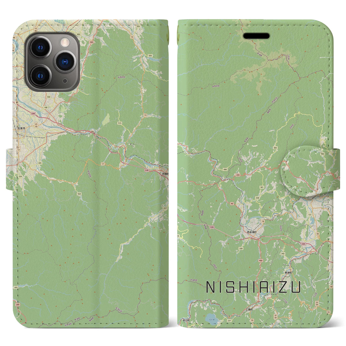 【西会津（福島県）】地図柄iPhoneケース（手帳タイプ）