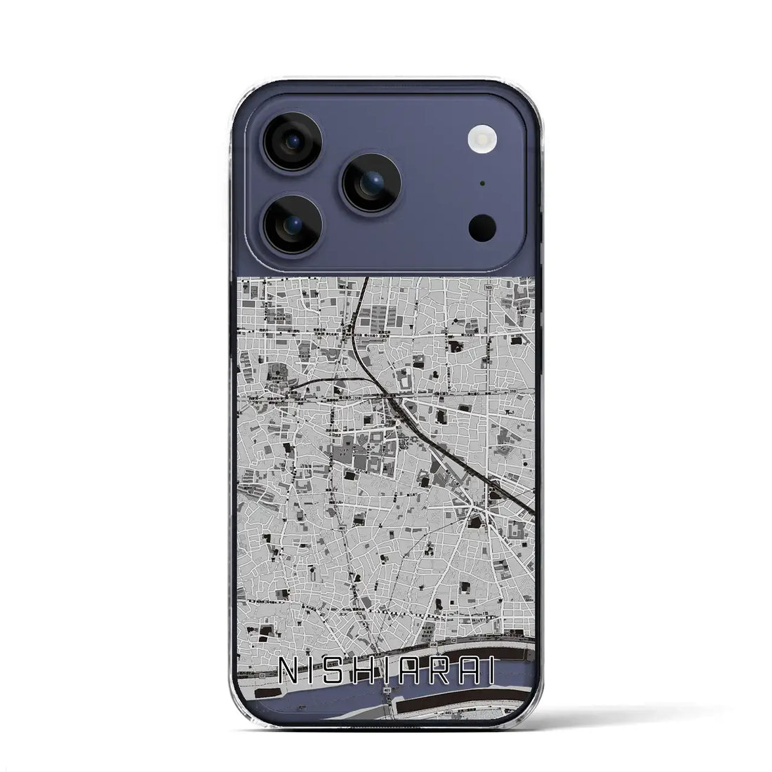 【西新井(東京都)】地図柄iPhoneケース(クリアタイプ)モノトーン・iPhone 17 Pro Max 用