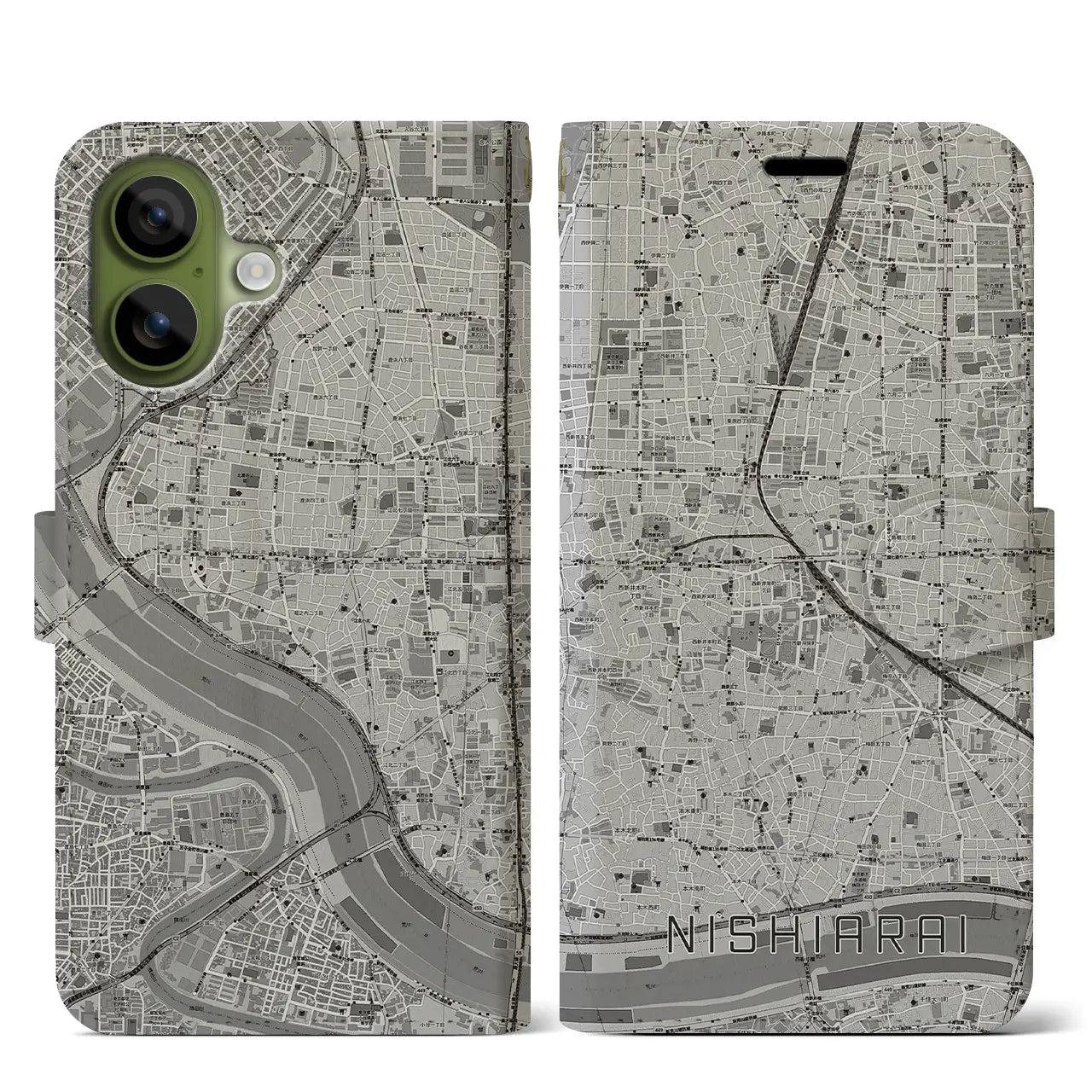 【西新井（東京都）】地図柄iPhoneケース（手帳タイプ）