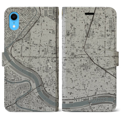 【西新井（東京都）】地図柄iPhoneケース（手帳タイプ）モノトーン・iPhone XR 用