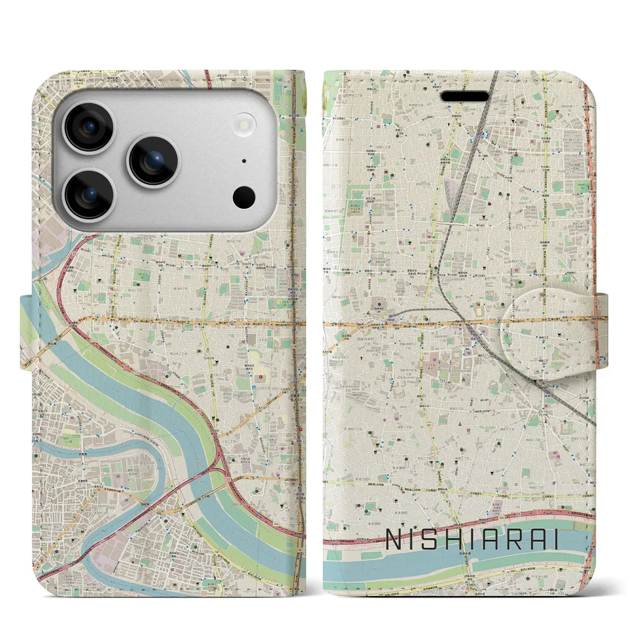 【西新井（東京都）】地図柄iPhoneケース（手帳タイプ）