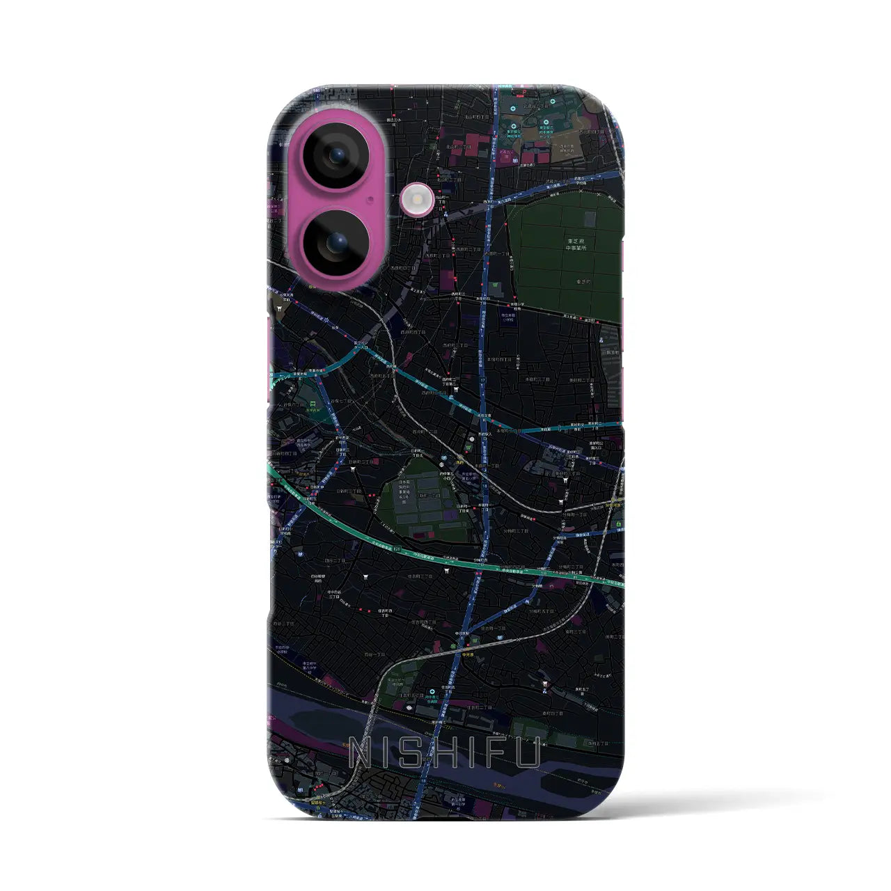 【西府（東京都）】地図柄iPhoneケース（バックカバータイプ）