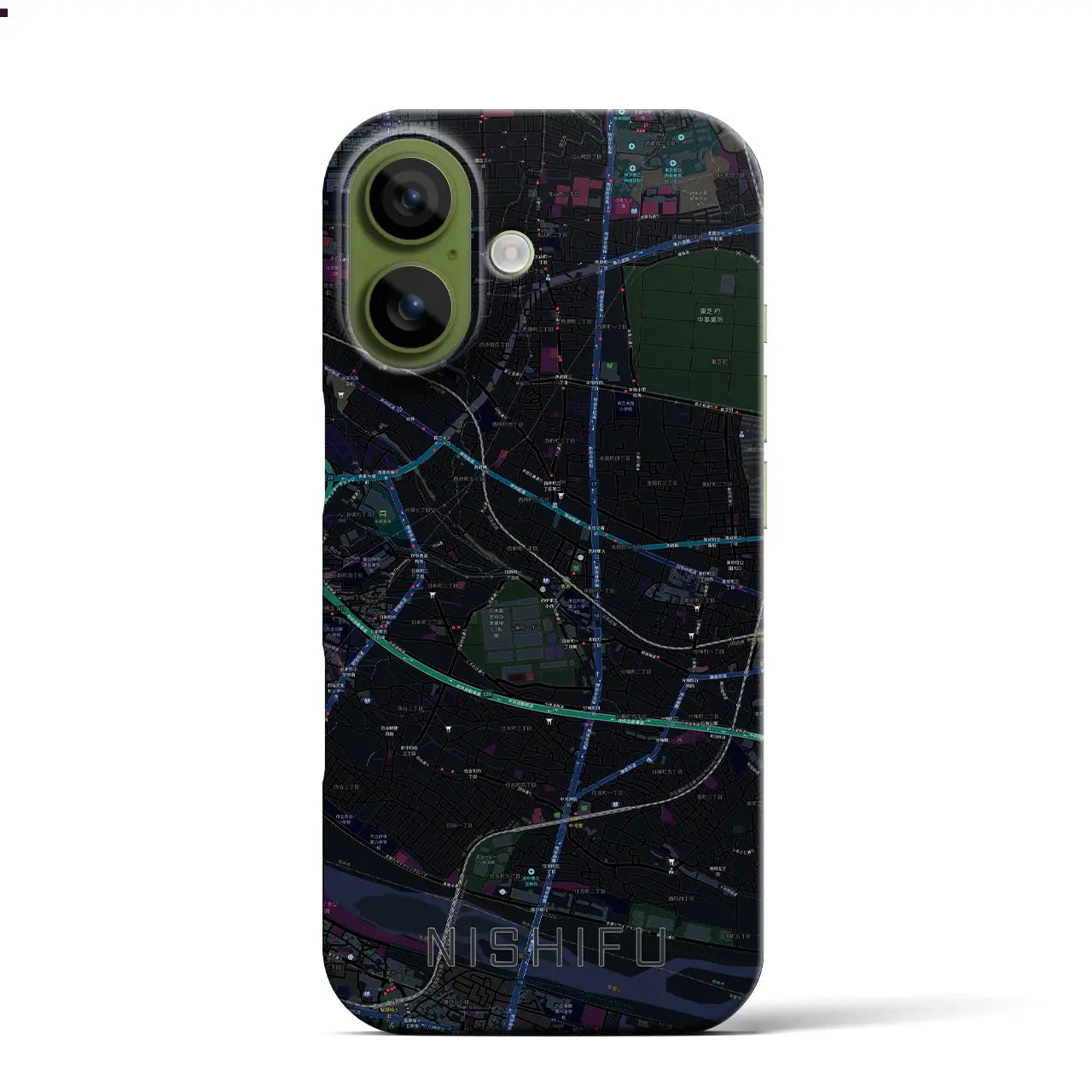 【西府（東京都）】地図柄iPhoneケース（バックカバータイプ）