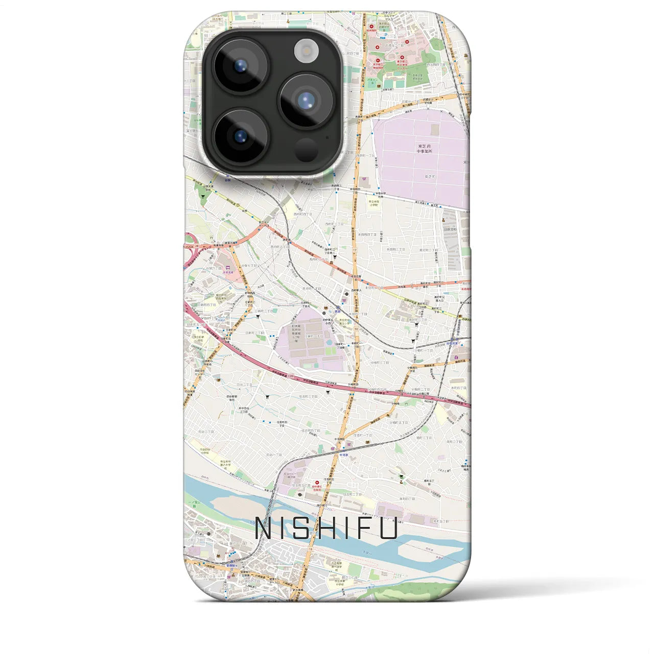 【西府（東京都）】地図柄iPhoneケース（バックカバータイプ）