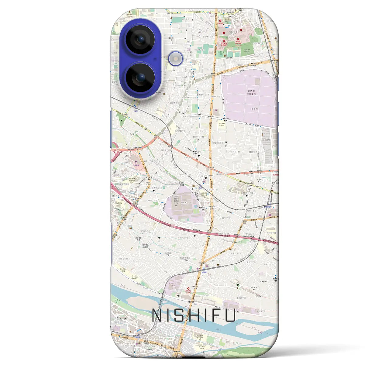 【西府（東京都）】地図柄iPhoneケース（バックカバータイプ）ナチュラル・iPhone 16 Pro Max 用