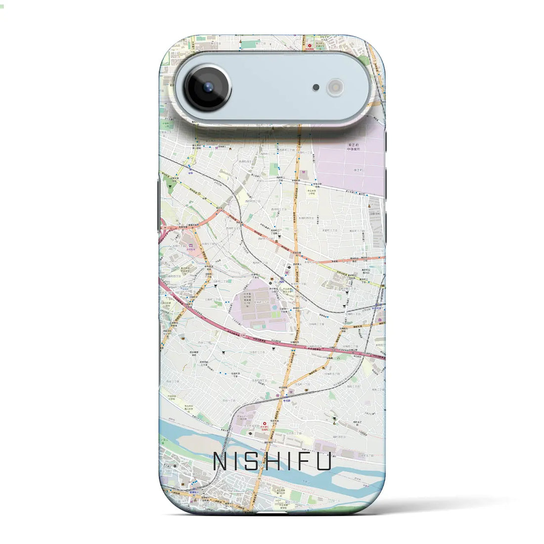 【西府(東京都)】地図柄iPhoneケース(バックカバータイプ)ブラック・iPhone 17 Pro Max 用