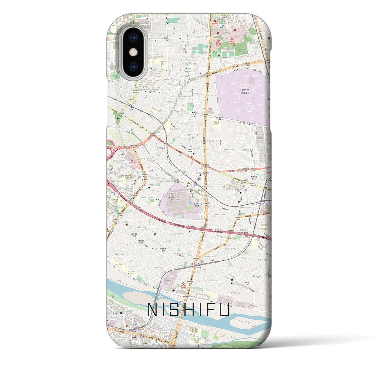 【西府（東京都）】地図柄iPhoneケース（バックカバータイプ）