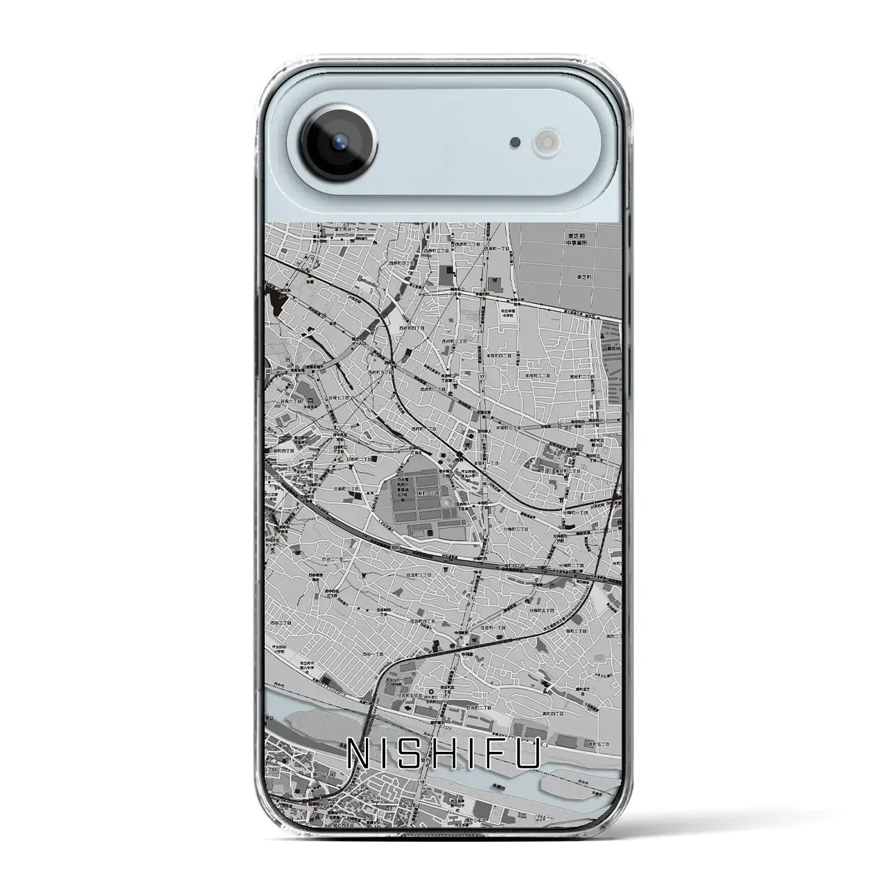 【西府（東京都）】地図柄iPhoneケース（クリアタイプ）