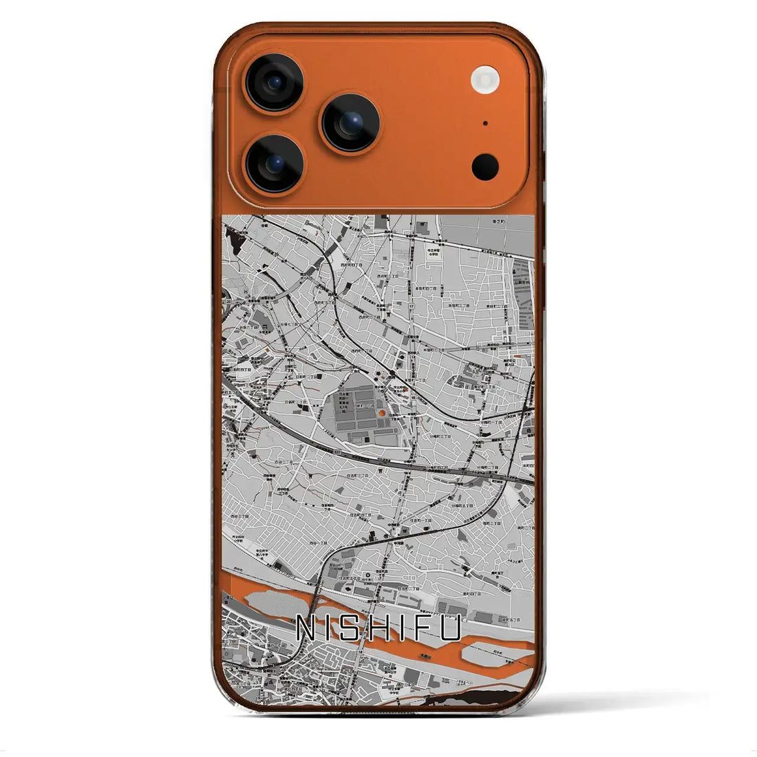 【西府（東京都）】地図柄iPhoneケース（クリアタイプ）