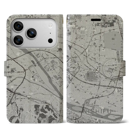 【西府（東京都）】地図柄iPhoneケース（手帳タイプ）