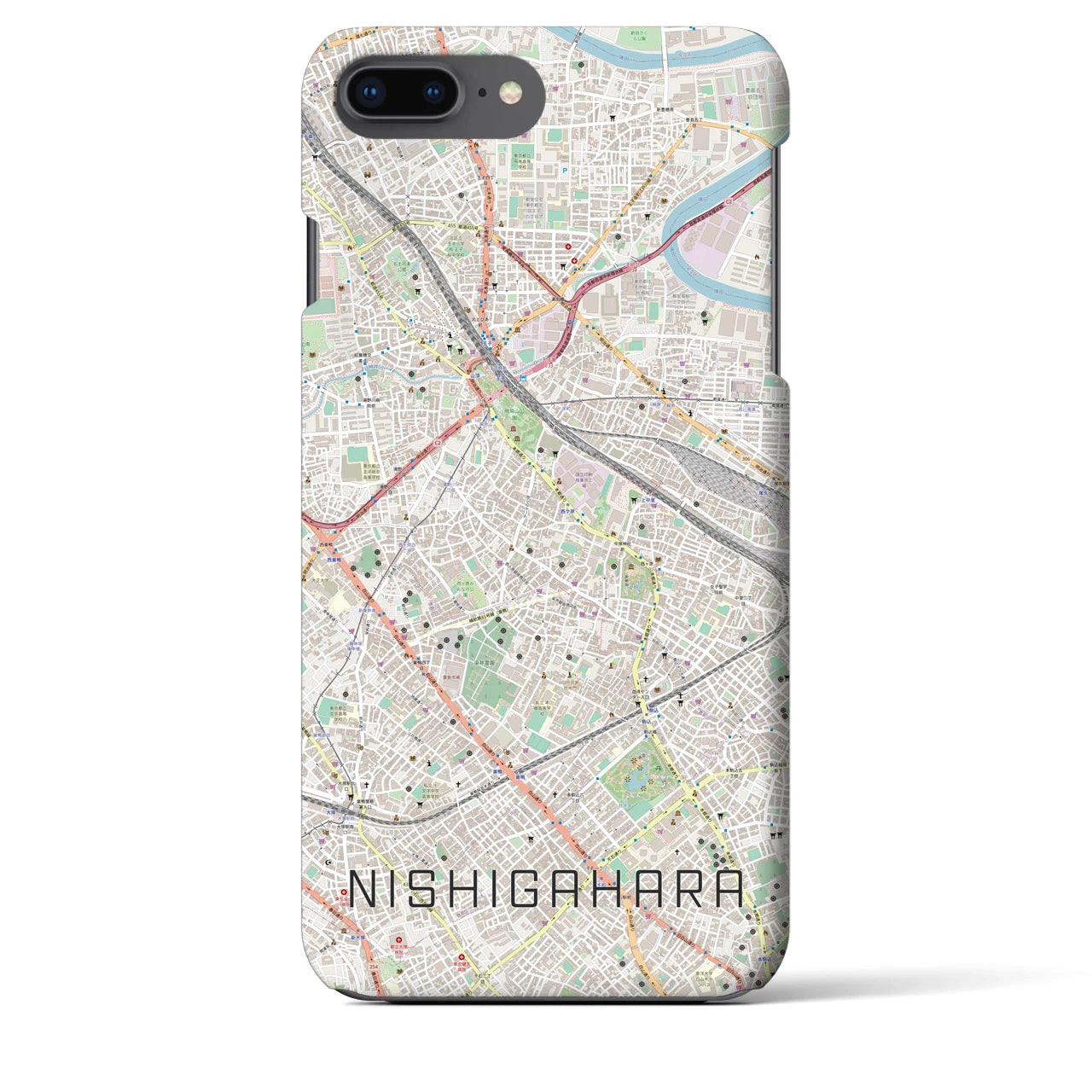 【西ケ原（東京都）】地図柄iPhoneケース（バックカバータイプ）