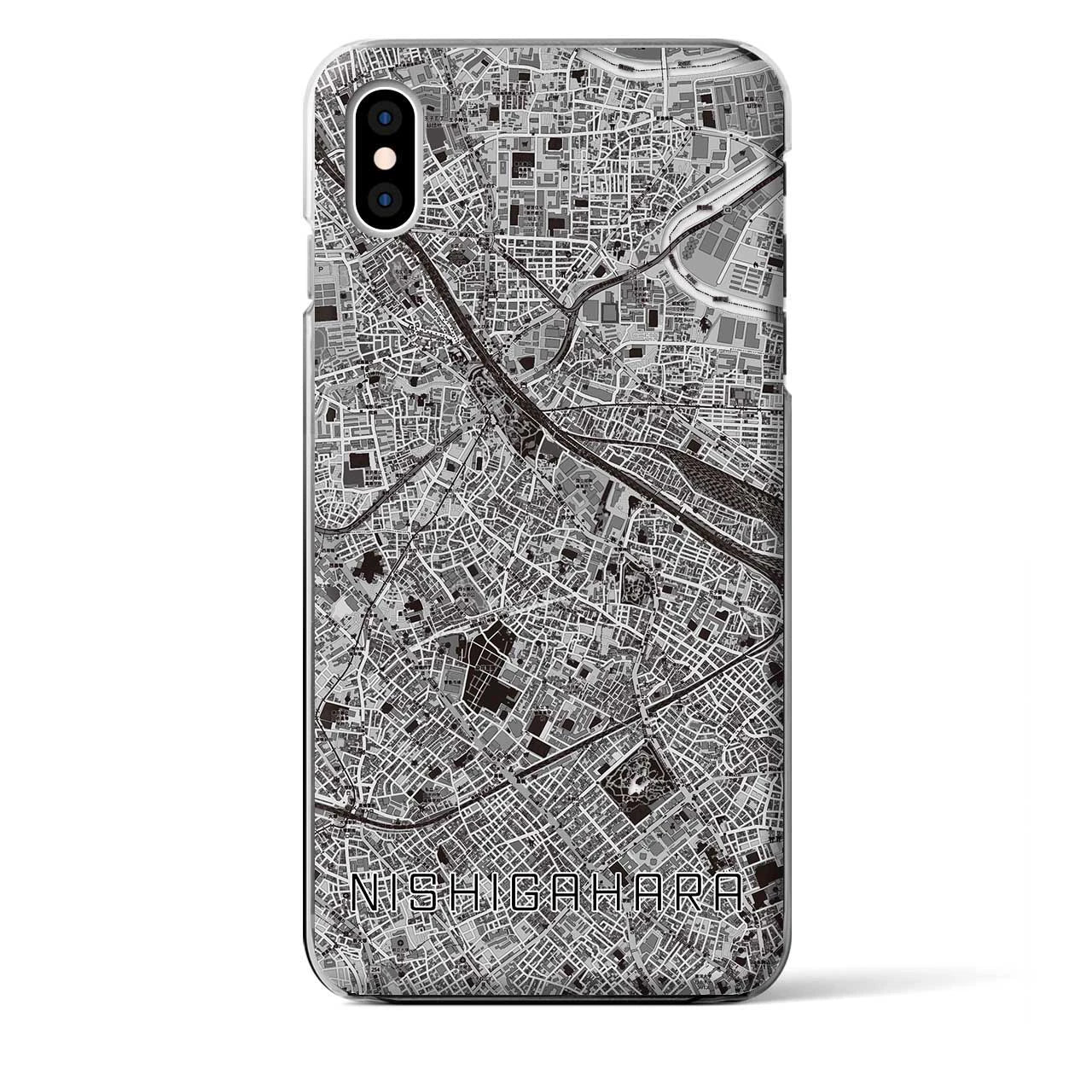 【西ケ原（東京都）】地図柄iPhoneケース（クリアタイプ）モノトーン・iPhone XS Max 用