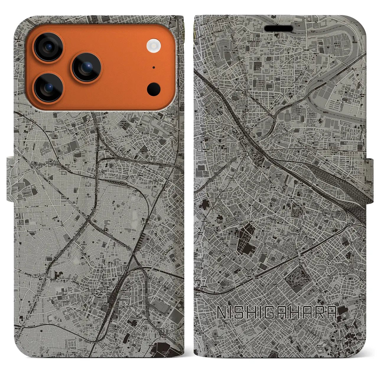 【西ケ原（東京都）】地図柄iPhoneケース（手帳タイプ）