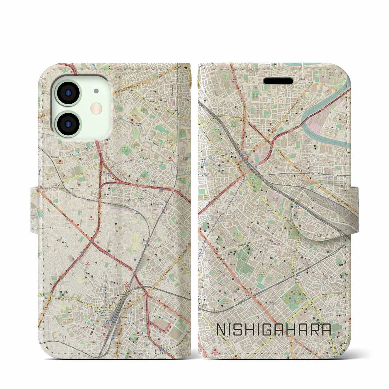 【西ケ原（東京都）】地図柄iPhoneケース（手帳タイプ）