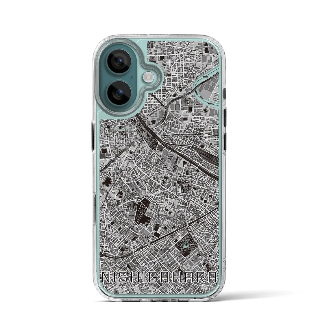 【西ケ原(東京都)】地図柄iPhoneケース(MagSafeタイプ)モノトーン・iPhone 16 Pro 用