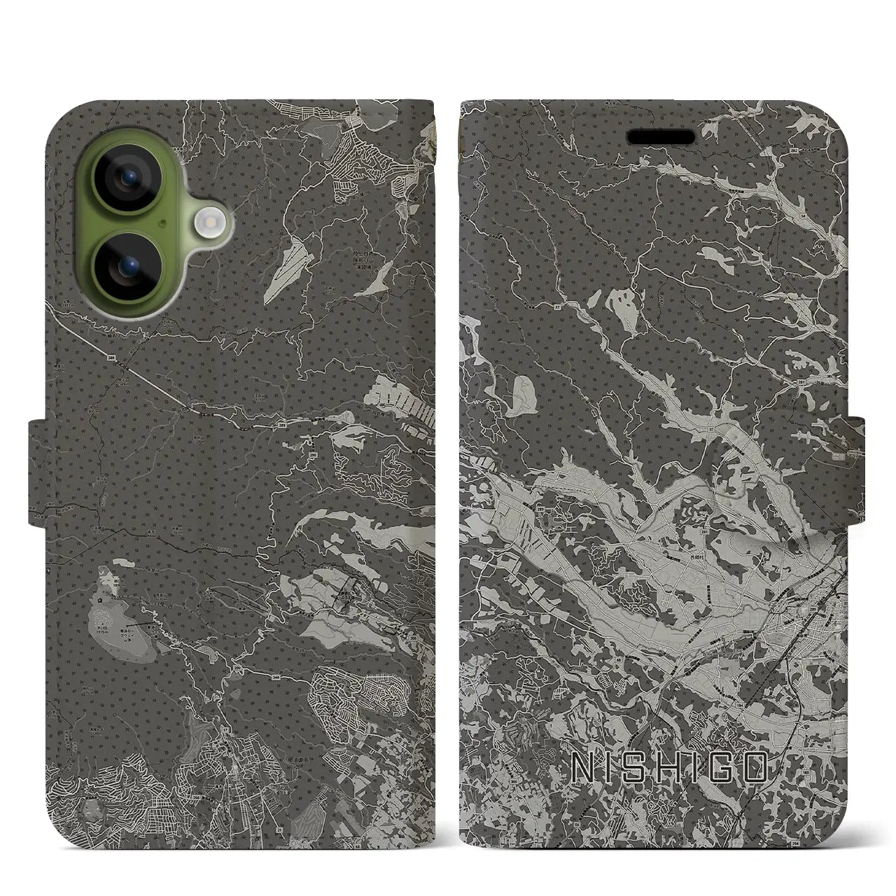 【西郷（福島県）】地図柄iPhoneケース（手帳タイプ）