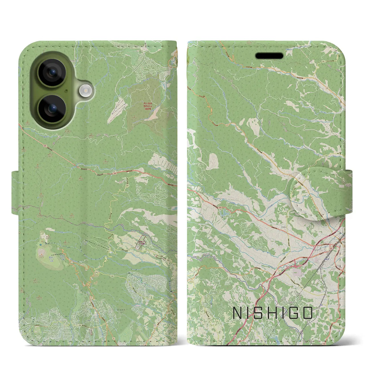 【西郷（福島県）】地図柄iPhoneケース（手帳タイプ）