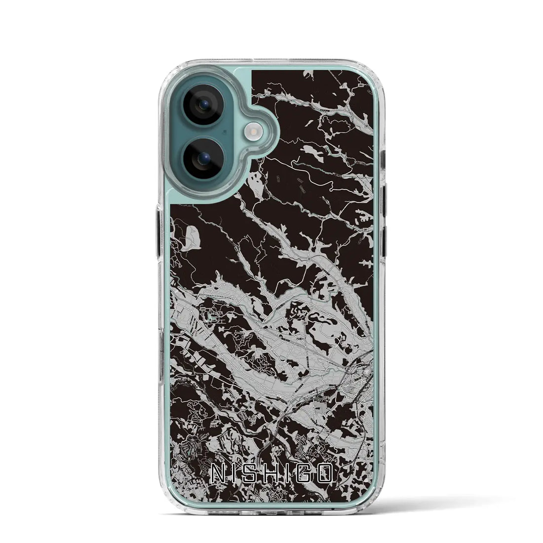 【西郷(福島県)】地図柄iPhoneケース(MagSafeタイプ)モノトーン・iPhone 16 Pro 用