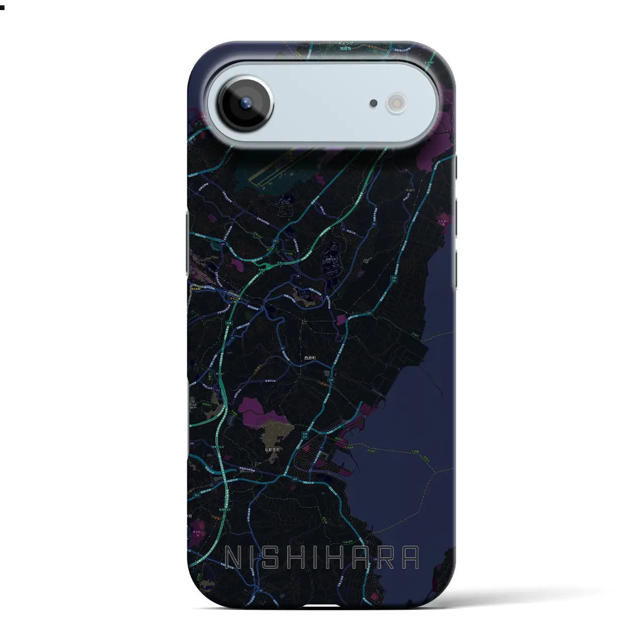 【西原（沖縄県）】地図柄iPhoneケース（バックカバータイプ）