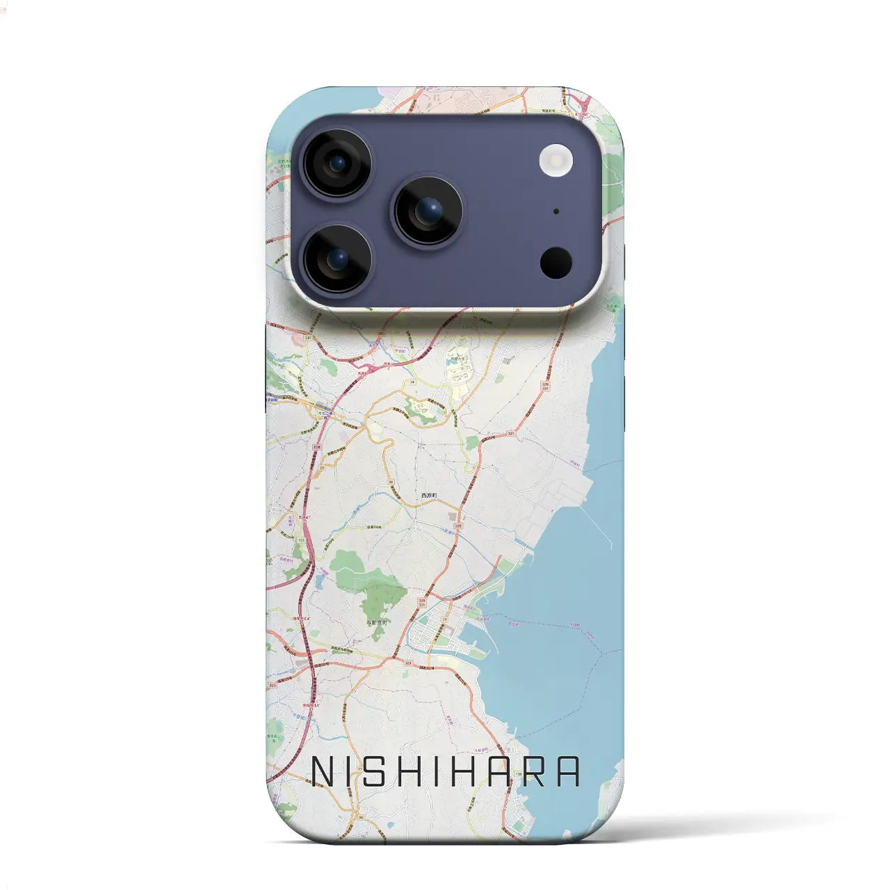 【西原（沖縄県）】地図柄iPhoneケース（バックカバータイプ）