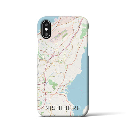 【西原（沖縄県）】地図柄iPhoneケース（バックカバータイプ）