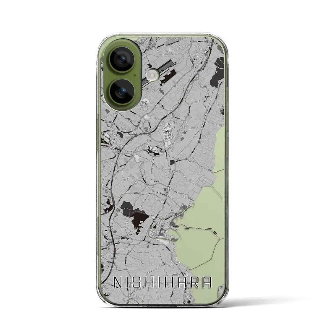 【西原(沖縄県)】地図柄iPhoneケース(クリアタイプ)モノトーン・iPhone 17 Pro Max 用