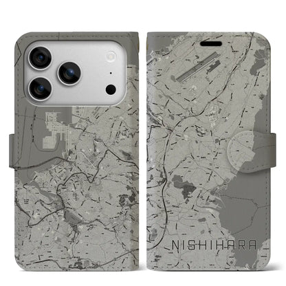 【西原（沖縄県）】地図柄iPhoneケース（手帳タイプ）