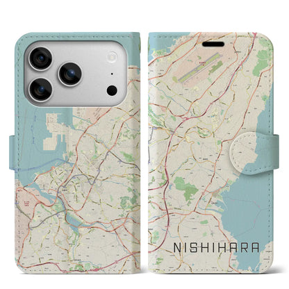 【西原（沖縄県）】地図柄iPhoneケース（手帳タイプ）