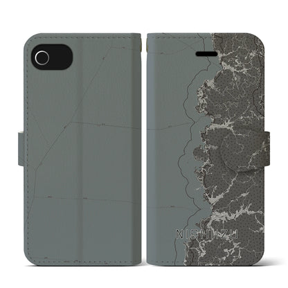 【西伊豆2（静岡県）】地図柄iPhoneケース（手帳タイプ）モノトーン・iPhone SE（第3 / 第2世代） / 8 / 7 / 6s / 6 用