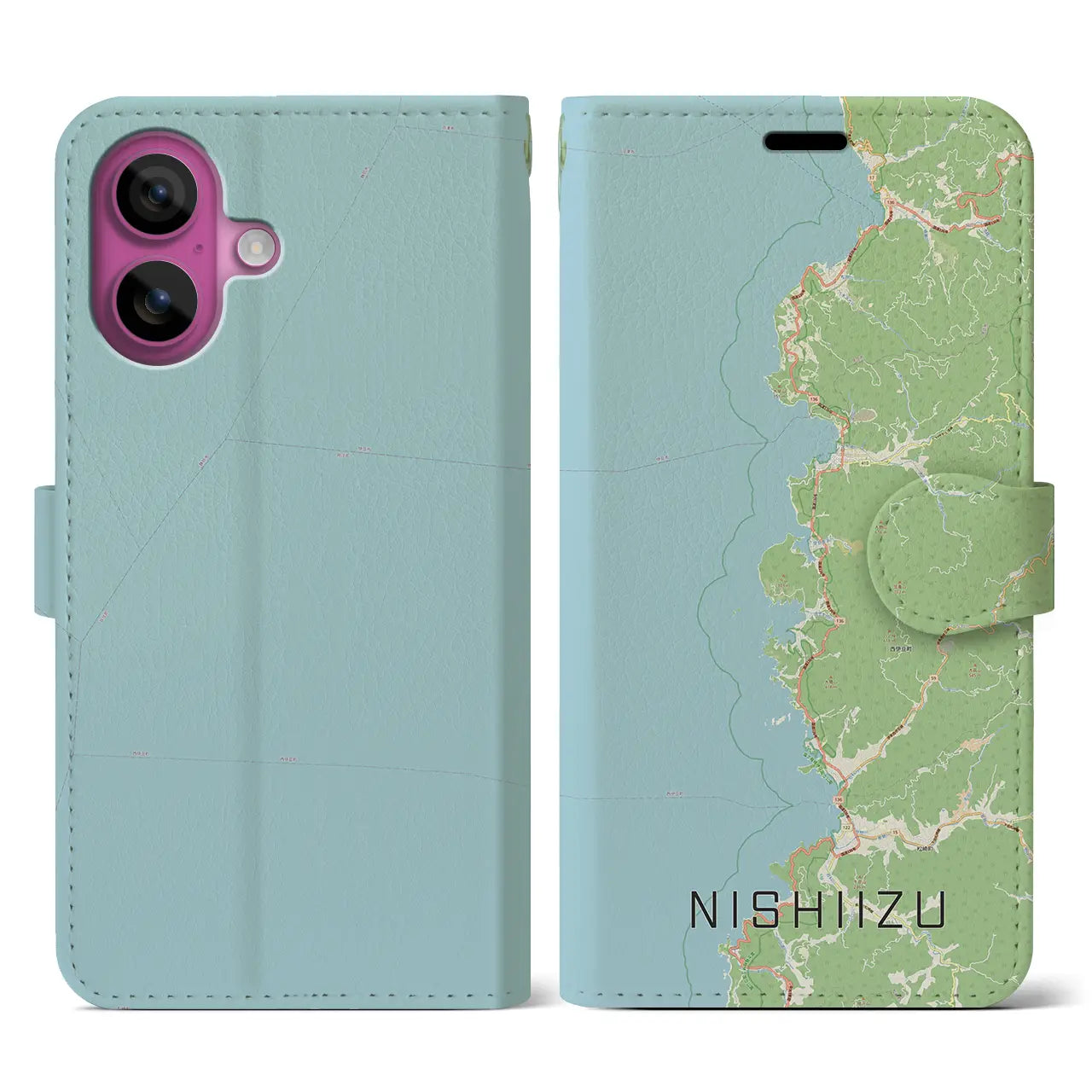 【西伊豆2（静岡県）】地図柄iPhoneケース（手帳タイプ）ナチュラル・iPhone 16 Pro 用