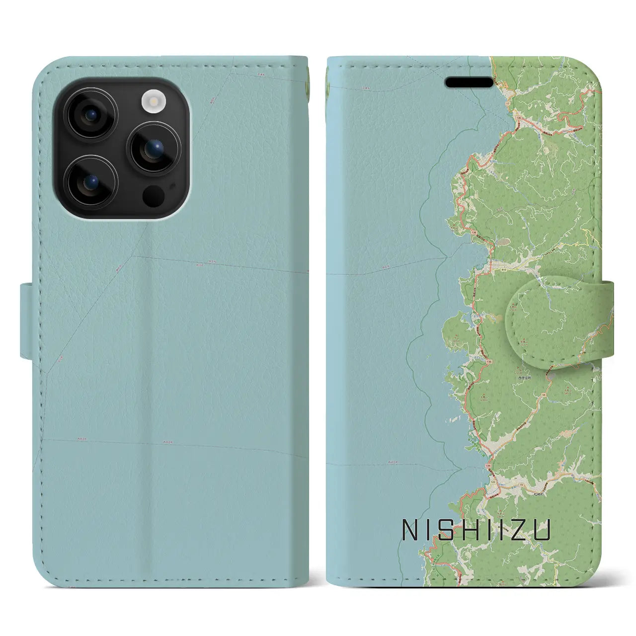 【西伊豆2（静岡県）】地図柄iPhoneケース（手帳タイプ）ナチュラル・iPhone 16 用