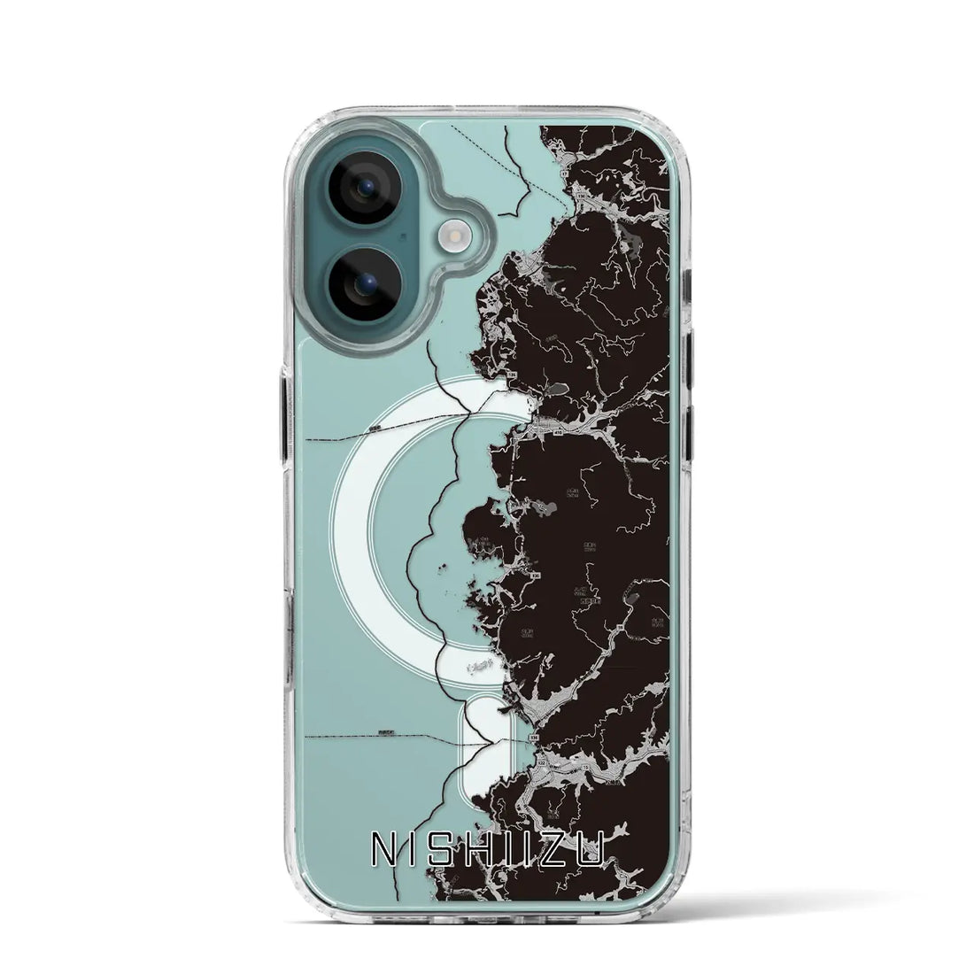 【西伊豆2（静岡県）】地図柄iPhoneケース（MagSafeタイプ）モノトーン・iPhone 16 Pro 用